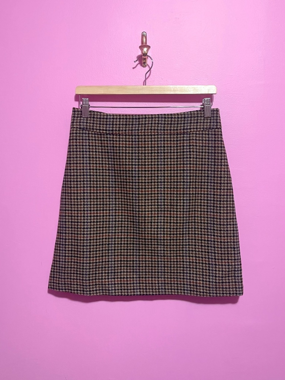 J. Crew Wool Blend Houndstooth Mini Skirt A-Line Camel Multi Women’s 6 US - Picture 2 of 12